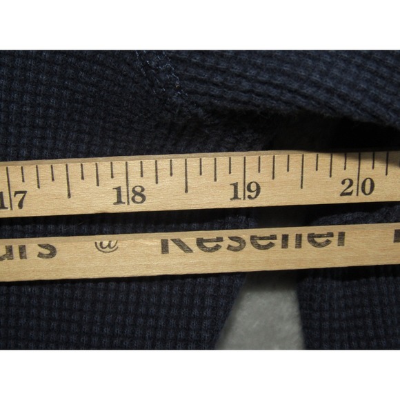J Crew Mercantile Mens Navy Blue Waffle Knit Henley Long Sleeve Shirt Size L - Picture 6 of 8